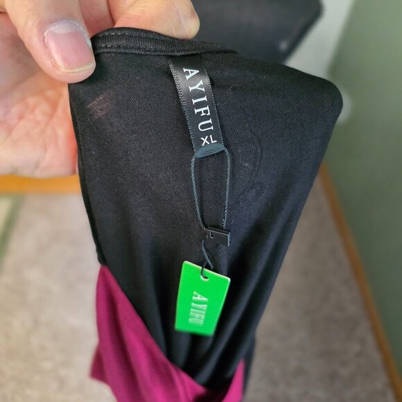 Ayifu Womens Shirts Casual Tee Shirts Short Sleeve Patchwork Color Block XL NWT - Picture 2 of 5